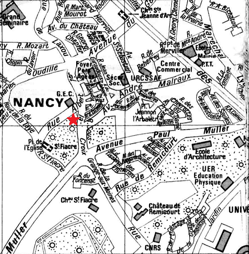 plan d`accès au centre des Ecraignes de Villers-lès-Nancy (commune du Grand Nancy)